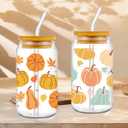 Fall UV DTF Cup Wraps: 12 Pcs Cute Watercolor Pumpkin UV DTF Cup Wraps for 16 oz, Autumn UVDTF Stickers Decals Waterproof, Rub On Transfers DIY Crafts