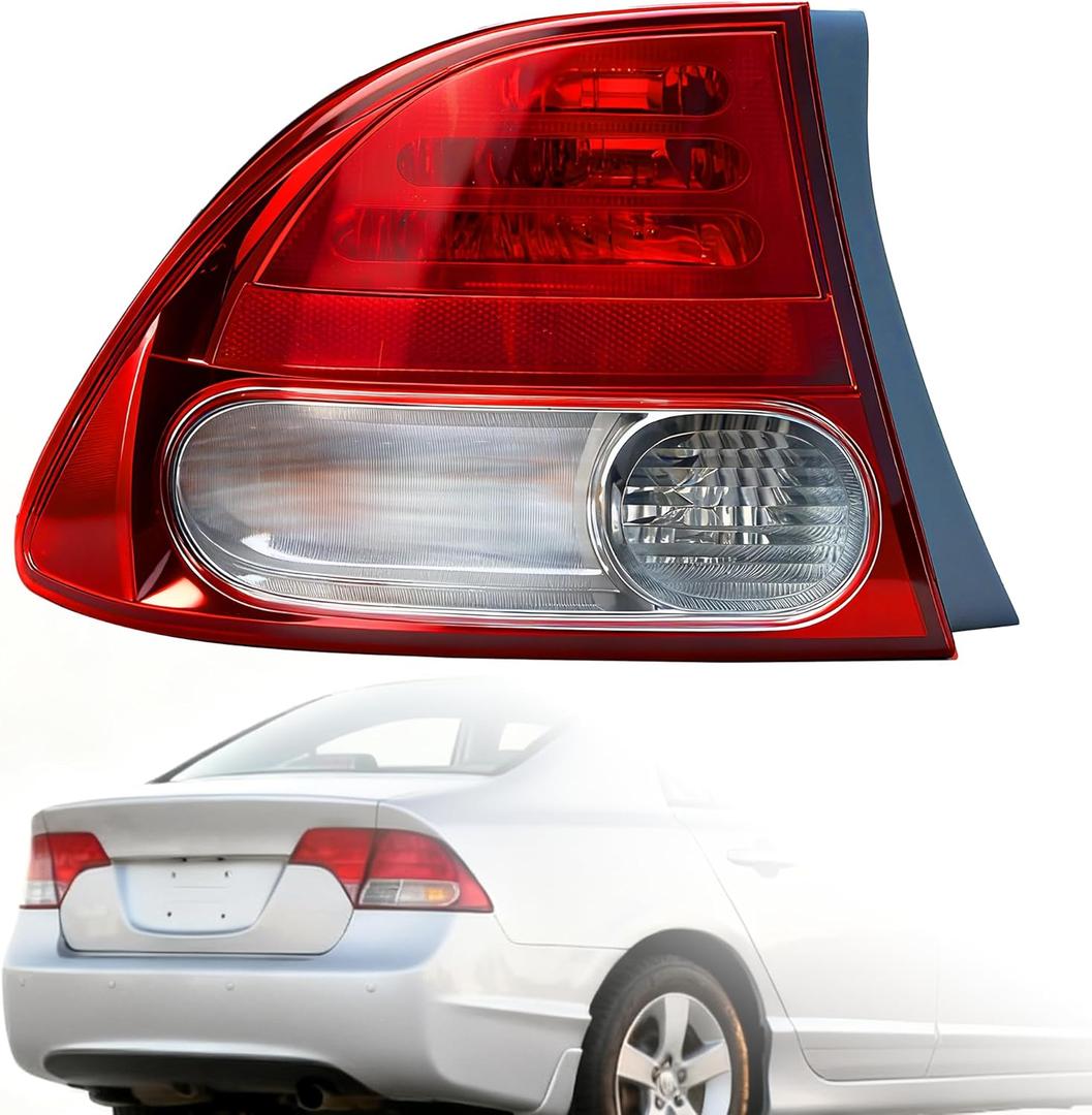 ChaoTianxia Tail Light Assembly Compatible With 2009-2011 Honda Civic 4-Door - Bulb Included (Left Driver Side), Replace 33551-SNA-A51 HO2818138