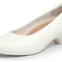 DREAM PAIRS Women's Chunky Closed Toe Dress Low Block Heels Comfortable Slip On Work Pumps Wedding Casual Shoes,Size 7,White,SDPU26009W