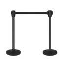 Crowd Control Stanchion Set of 2-Black Stanchions with 16.4ft Retractable Belt, Durable Concrete Metal Base for Stability, Easy Assembly, Ideal Crowd Control Barriers for Events and Venues