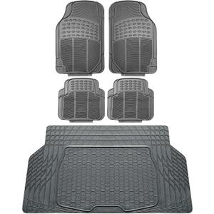 FH Group Automotive Floor Mats - Heavy-Duty Rubber, All Weather Protection Universal Fit Full Set Floor Mats and Cargo Mat, Climaproof, Semi Custom Trimmable for Most Cars, Sedan, SUV, Truck, Gray