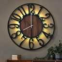 LEIKE Large Wall Clocks with Night Light Battery Operated,Silent Non Ticking,Rustic Modern Big Wood Clock for Living Room, Bedroom,Kitchen,Farmhouse,Office,Home Decor-30 Inch(Black-Arabic Number)