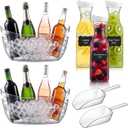 meekoo Mimosa Bar Clear Plastic Ice Bucket for Champagne Parties and Cocktail Buckets Set with Juice Carafes, Scoops, Chalkboard Labels, and Markers for Brunch, Bridal Showers, and Weddings