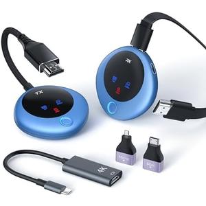 TPUFO Wireless HDMI Transmitter and Receiver, 4K Decode 1080P Output, 2.4G/5G Plug & Play, for Streaming Video/Audio/Files, Audio Sync, USB-C to HDMI Adapter, No Need App/Bluetooth/WiFi