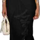 NRTHYE Women Elegant Irregular Ruffles Hem Maxi Dress Mesh Ruched Sleeveless Backless Pleated Long Party Club Dresses, Size M