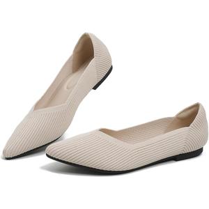 Dumalum Knit Mules for Women Flats Pointed Round Toe Mesh Ballet Flats Shoes Backless Slip On Slides Washable Walking Shoes, size 42