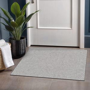Beverly Rug Easy Jute Gray Entry Rug 2x3 Solid Washable Durable Outdoor Indoor Area Rugs for Living Dining Patio Office Stain Resistant Non Shedding Casual Indoor Outside Carpet 2 x 3 Gray (Grey)
