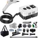 Handheld Steam Cleaner with Adjustable Handle 2500W High Temperature High Pressure Steam Cleaner with 3 Brush Heads Steam Cleaner for Home Furniture Kitchen Bathroom Grout and Tile (White)