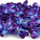 60Pcs Artificial Orchids Flower Heads, Fake Orchid Blooms Head for Wedding Cake Centerpieces Decor Bouquet Making DIY Crafts Bridal Shower Photography Props (Purple and Blue)