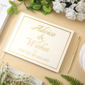 Engrowtic Advice and Wishes for The Mr and Mrs Bridal Shower Guest Book Wedding Gift with Pen Wedding Games Bridal Shower Decorations Advice Book for Bride Groom Party Favors