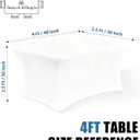 4FT White Table Cloth - 2 Pack, Fitted Stretch Rectangle Spandex Tablecloth, Washable Table Cover for Party, Dining, Wedding, Banquet and Festival(Black, 30" x 48")
