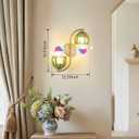 Battery Operated Wall Sconce, 2-Lights Vinatge Brass Wall Lighting Up and Down with Green Tulip Shade for Living Room, Bedroom, Symmetrical 2 Pack