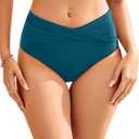 Talisea Women Full Coverage Bikini Bottom - V Cut Bathing Suit Bottoms Mid Waist Twist Front Swimsuit Bottom Swimwear 2025 Size M