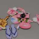 Maitys 36 Pcs Beach Wooden Ornaments Ocean Summer Tree Decorations Coastal Nautical Seaside Wood Cutouts Navigation Hanging Ornaments Xmas Decorations for Home Tree Wall Wreath Crafts(Pink Beach)