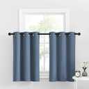 NICETOWN Kitchen Curtains 36 inch Length, Window Tiers Home Decor Grommet Solid Blackout Curtain Valances Decorative for Small Bathroom/Bedroom, 34-inch x 36-inch, Stone Blue, One Pair