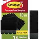 Pack Of 2 Command 10 lb Medium Picture Hanging Strips 16 Pairs (32 Command Strips), Damage-Free Hanging Picture Hangers, No Tools Great for Home Decor, Black Adhesive