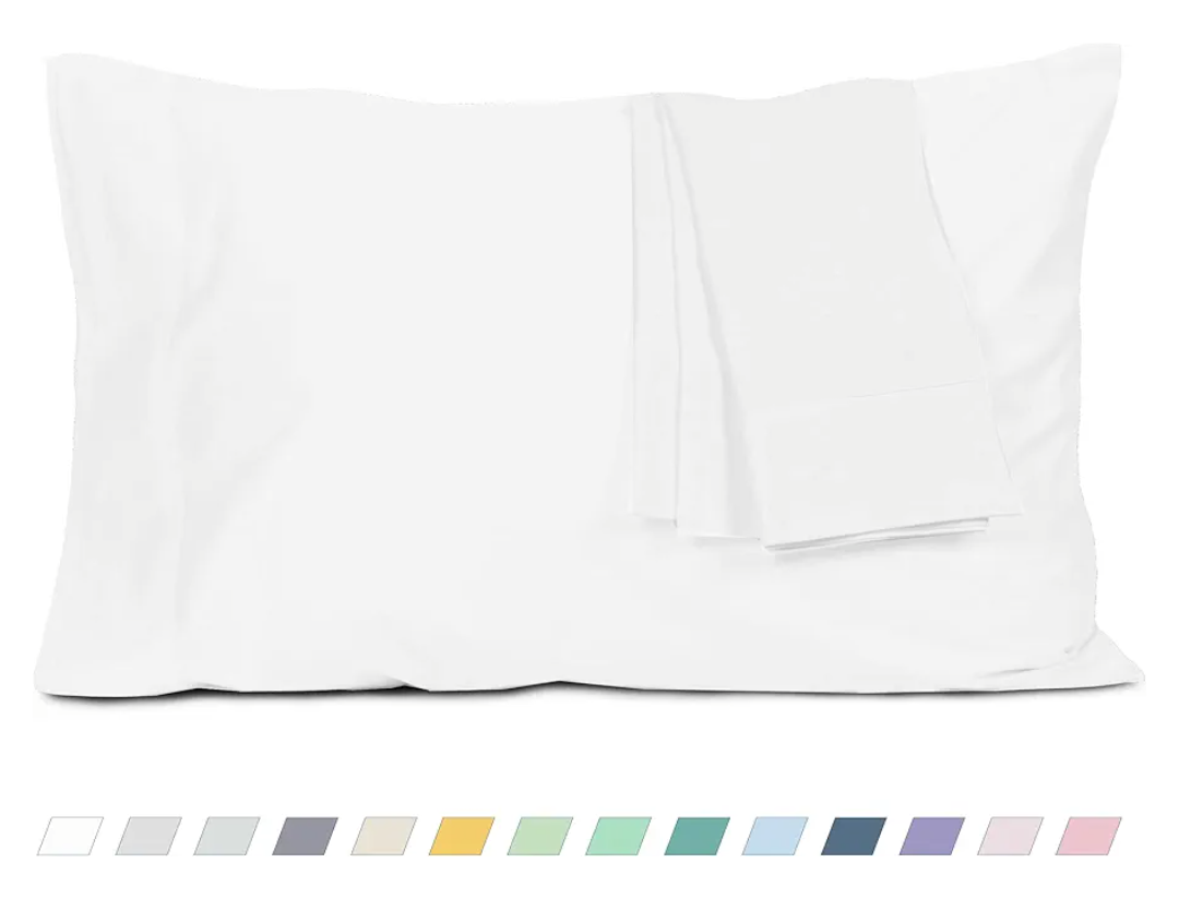 HOMTEC Pillow Cases, Standard Queen Size Cotton Percale Weave Pillowcases, Pre-Shrunk Breathable and Hypoallergenic Pillowcases, Set of 2 (2 Piece Standard/Queen 20 Inch x 30 Inch, White