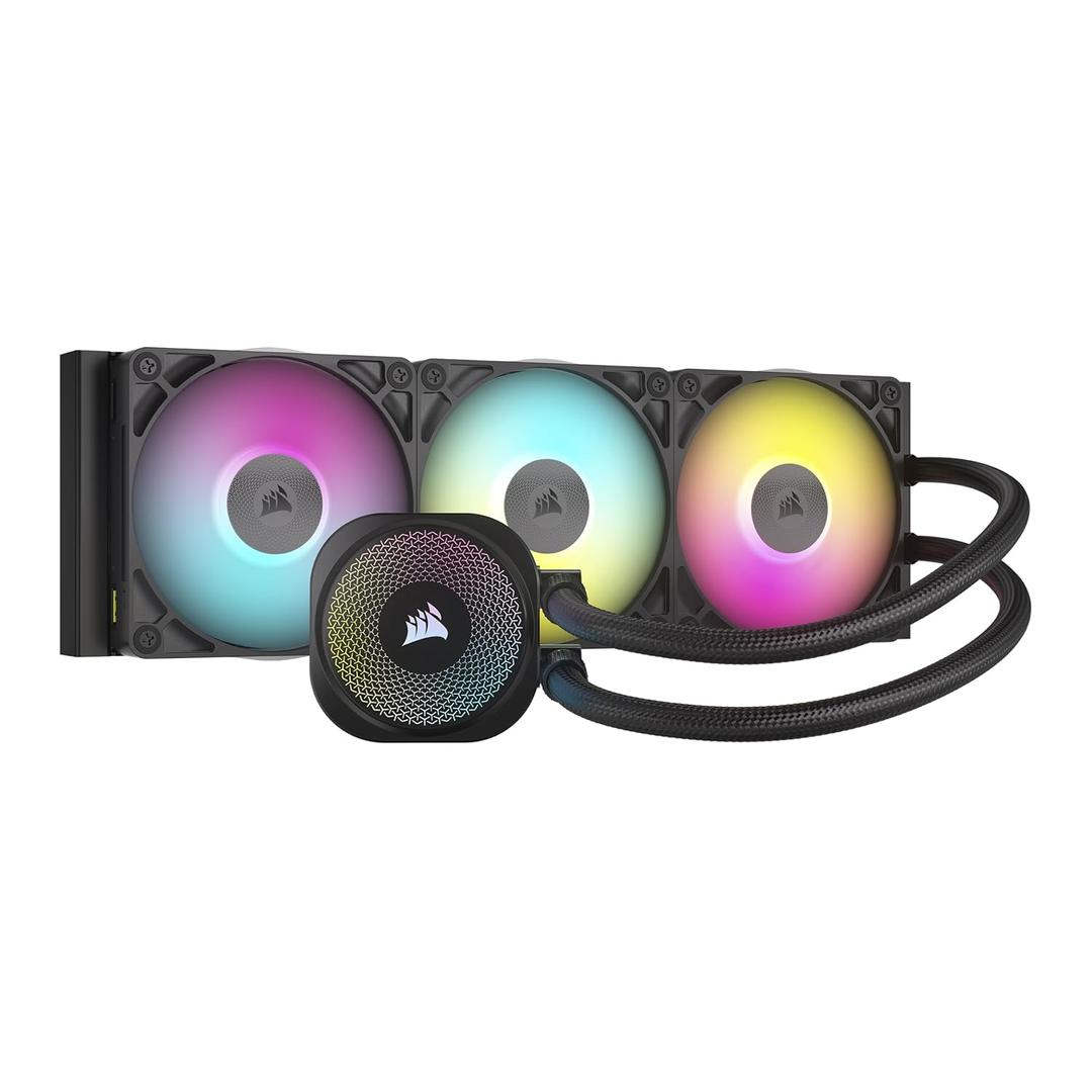 CORSAIR iCUE Link Titan 360 RX RGB Liquid CPU Cooler  360mm AIO  Low-Noise  FlowDrive Cooling Engine  Intel LGA 1851/1700, AMD AM5/AM4  3X RX120 RGB Fans  iCUE Link System Hub Included  Black