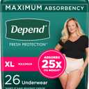 Depend Fresh Protection Adult Incontinence & Postpartum Bladder Leak Underwear for Women, Disposable, Maximum, Extra-Large, Blush, 26 Count, Packaging May Vary (X-Large)