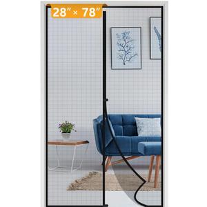 Yotache Narrow Magnetic Screen Door Fits Door Size 28 x 78, Screen Size 30" x 79" Reinforced Fiberglass Mesh for Back Door Black