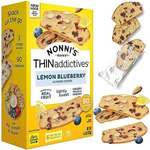 Nonni's THINaddictives Almond Thin Cookies - Lemon Blueberry Biscotti Italian Cookie Thin - Almond Cookie - Sweet Crunchy & Chewy - Biscotti Individually Wrapped Cookie - Kosher Coffee Cookie - 4.4 oz And Smoothie Bowl Granola And 2Pcs Jell-O