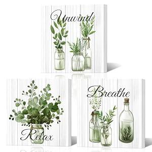 NutArtPic Sage Botanical Wall Art Eucalyptus Leaf Picture Sage Green Botanical Plants Paintings For Bathroom Living Room Bedroom Office (Sage Green) 12''x12''x3