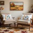 Fall Lumbar Pillow Covers 12x20 inch Set of 2  White Linen Decorative Throw Pillowcases, Double-Sided Pumpkin Print, Slightly Water-Resistant, Cushion Covers for Autumn Home Dcor