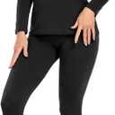 wirarpa Women's Cotton Thermal Underwear Set Lightweight Long Johns Base Layer Pajama Set for Women Top Bottom (Black) S