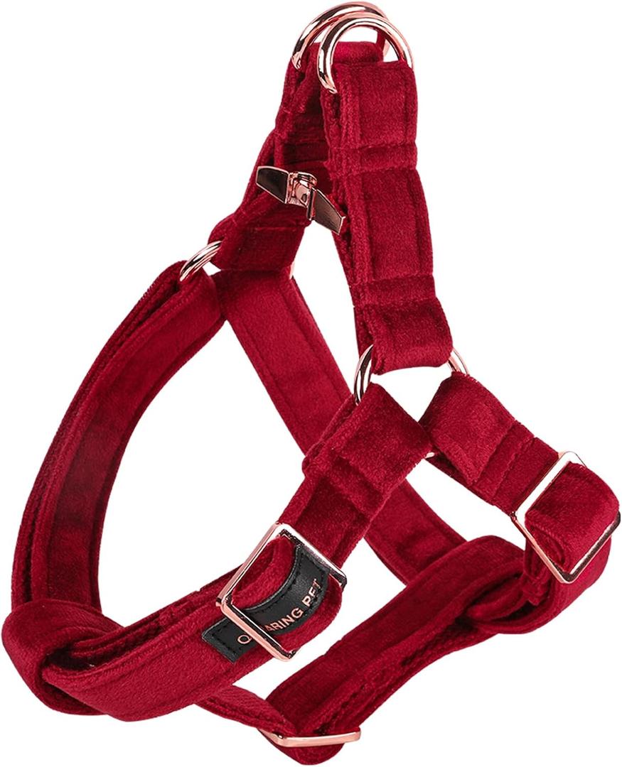 ARING PET Velvet Dog Halter Harness-Soft Heavy Duty Dog Halter Harness, Adjustable No Pull Red Velvet Dog Harness for Small Medium Large Dogs (Medium (Pack of 1))