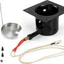 Heavy Black Enamel Fire Pot and Hot Rod Ignitor Kit Replacement Parts for Traeger and Pit boss and Camp Chef Pellet Grill (Enamel Fire Pot and Hot Rod)