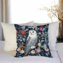 Vintage Owl Flowers Decorative Throw Pillow Cover William Morris Inspired- Vintage Flower Gift Art Farmhouse Cushion Pillowcase for Sofa Couch Bed Outdoor Living Room Home Decor (White Owl)