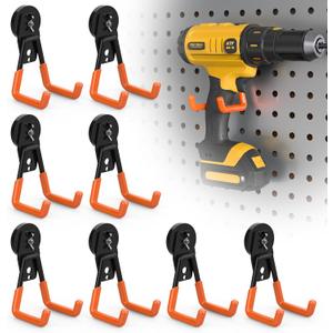 8 Pack Large Heavy Duty Magnetic Hook Extra Strong Magnetic Garage Hooks Big NdFeB Industrial Magnet Hooks Magnetic Utility Storage Holder Organization with Anti-Slip Coating for Hanging Garden Tool