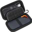 Lacdo Hard Carrying Case for SanDisk Extreme Pro/SanDisk Extreme Portable External SSD 500GB 1TB 2TB 4TB 8TB USB-C Solid State Drive EVA Shockproof Protective Storage Travel Bag, Black+Black