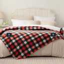 Westinghouse King Size Heated Blanket, Soft Flannel to Sherpa Electric Blanket with Dual Control 10 Heating Levels & 1 to 12 Hours Auto Off, Fast Heating, Machine Washable, 100 * 90 Inch, Red