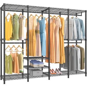 VIPEK V40 Wire Garment Rack Heavy Duty Clothes Rack for Hanging Clothes, Multi-Functional Bedroom Clothing Rack Freestanding Closet Wardrobe Rack, Max Load 1110lbs, Black