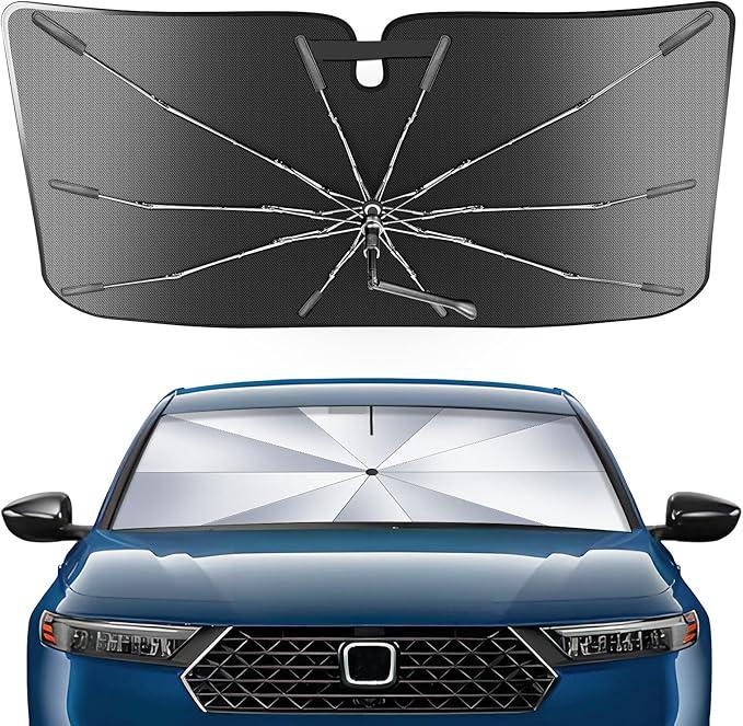 Portable Honda Pilot 2016-2025 2026 Windshield Sunshade Umbrella with Carry Bag, 2 in1 Ice Crystal Durable Compact Shade Umbrella UPF50+ UV Front Window Heat Insulation Protection Outdoor Camping