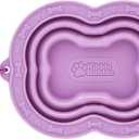 2 x Silicone Collapsible Dog Bowl Purple Bone
