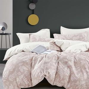ALEISSEL Natural Cotton 3pcs Botanical Comforter Sets Queen Size-Dusty Pink Comforter with Luxurious White Leaves & Branches, Reversible Lightweight Beige Bedding Sets(Full/Queen)