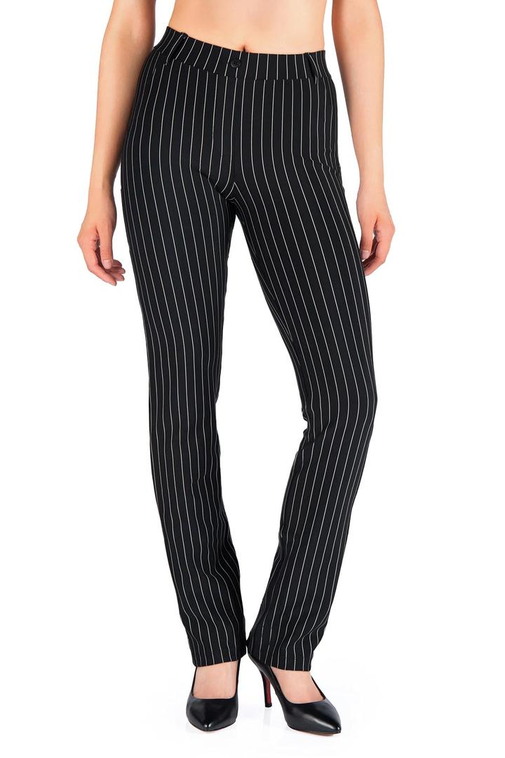 Yogipace Women's Straight Leg Yoga Dress Pants,Back Pockets,29",Pinstr.,XL