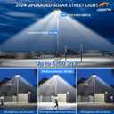 Deepn Solar Street Light, Commercial Grade Solar Lights Outdoor IP67 Waterproof, 8700W LED Flood Security Lights Motion Sensor & Dusk to Dawn Outdoor Lighting for Parking Lots, Streets & Yard, 1 Pack