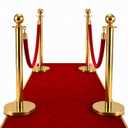 4 Pack Gold Stanchions and Velvet Ropes Set, Stainless Steel Crowd Control Barriers,High Quality red Carpet Ropes and Poles Grand Opening Party Supplies,Prom,Birthday,Business,Wedding, Museums