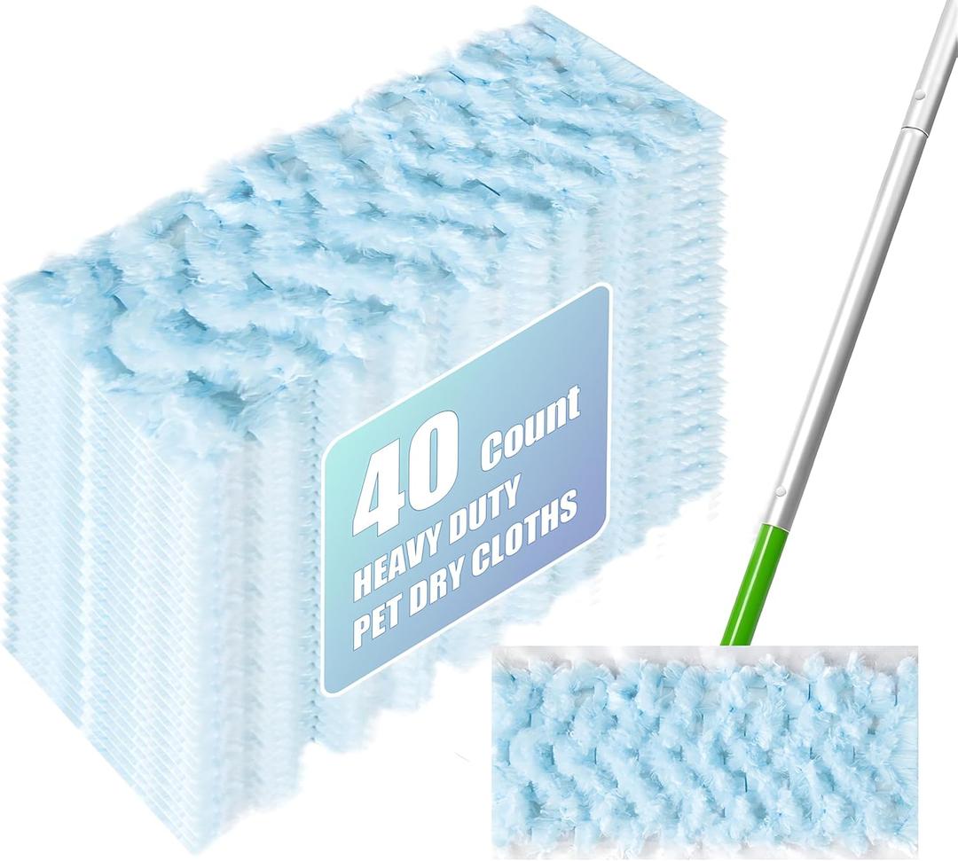 40-Count Disposable Dry Sweeping Cloths for Swiffer Sweeper  Thicker & More Absorbent (Blue)