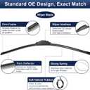 X AUTOHAUX 2pcs 26"+19" Silicone Front Windshield Wiper Blade for Honda Crosstour 2010-2016 for Honda Accord 2008-2017 Windscreen Wiper OE Replacement Set All-Seasons J/U Hook