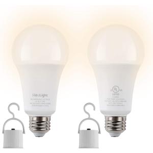 5W Rechargeable Emergency LED Light Bulbs with Back Up Battery for Power Outage, Camping, Hurricane, Disaster Planning, 40W Equivalent, UL Certified (3000K Soft White, 2-Pack) 