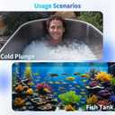 Hypool Aquarium Filter U-V 600GPH for Large 100-500 Gallon Fish Tank Cold Plunge Tub Small Pool Pond Filter Pleated Water Polishing Media, Green Clean Machine Deodorization for Saltwater Freshwater