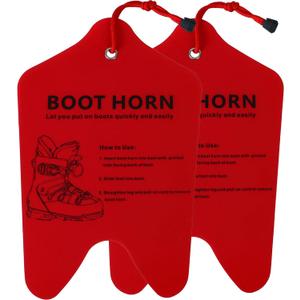 Ski Boot Horn 13 inch Shoe Horn for Ski and Snowboard Boots Cuttable Shoe Horn for All Ski Boots, Helps Insert Boot Liners (Red, 2 Pcs)