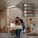 80" LED Floor Lamp Modern, 7500LM Dimmable Eye-Care Tall Reading Light, 100W Full Spectrum Dual Light Source Standing Piano Lamp 4000K Bright Lighting for Office, Home - White