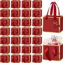 Yeaqee 50 Pcs Mini Metallic Paper Gift Bags with Handle 4x4.75x2.2'' Small Gift Bag DIY Tag Thank You Party Favor for Mother's Day Wedding Graduation Baby Shower Birthday Jewelry (Burgundy Red,Gold)