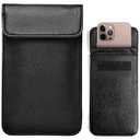 Faraday Bags for Phones, Leather Surface, Multiple Ways to Carry, Cellphone Privacy Protection, 8 x 4.8 inches, for All Smartphones (Black)
