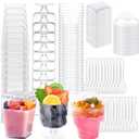 320Pack Dessert Cups with Spoons 5 oz Mini Plastic Dessert Cups for Party Yogurt Parfait Jello Fruit Appetizer Cocktail Small Clear Reusable Square and Round GobletShaped Dessert Bowls Shot Glasses